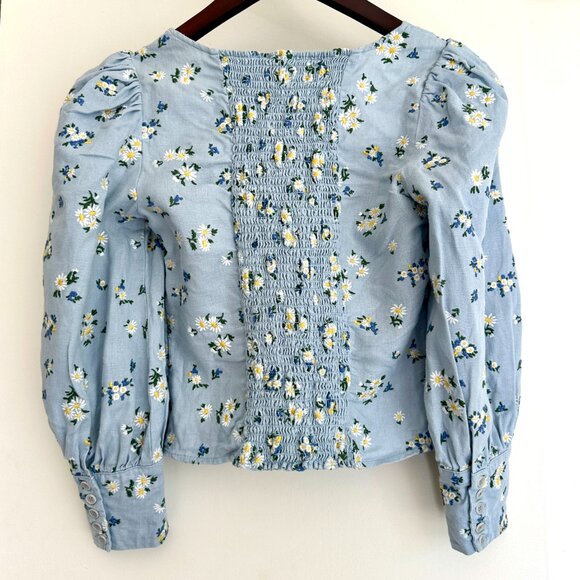 Reformation Stilton Linen Top - Mineral Daisy Embroidery - Picture 12 of 13